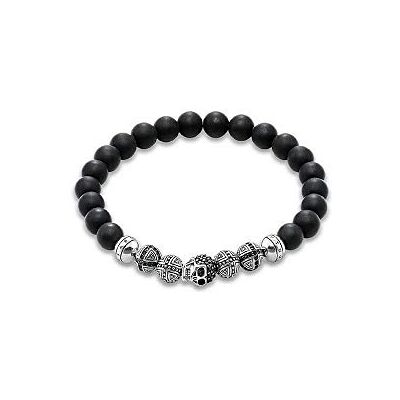 THOMAS SABO Herren Armband Totenkopf Obsidian schwarz Rebel at Heart 925 Sterling Silber A1099-159-11 THOMAS SABO Herren Armband Totenkopf Obsidian schwarz Rebel at Heart 925 Sterling Silber A1099-159-11