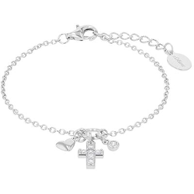 s.Oliver Armband 925 Sterling Silber Mädchen Kinder Armschmuck, mit Zirkonia synth., 14+2 cm, Silber, Kreuz, Kommt in Schmuck Geschenk Box, 2022704 s.Oliver Armband 925 Sterling Silber Mädchen Kinder Armschmuck, mit Zirkonia synth., 14+2 cm, Silber, Kreuz, Kommt in Schmuck Geschenk Box, 2022704