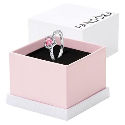 PANDORA Erhabenes Rosafarbenes Herz Ring 198421C03 Damenring PANDORA Erhabenes Rosafarbenes Herz Ring 198421C03 Damenring