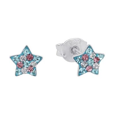 Prinzessin Lillifee Kinder-Ohrstecker Stern 925 Silber rhodiniert Kristall mehrfarbig 2013175, Blau/Lila, onesize Prinzessin Lillifee Kinder-Ohrstecker Stern 925 Silber rhodiniert Kristall mehrfarbig 2013175, Blau/Lila, onesize