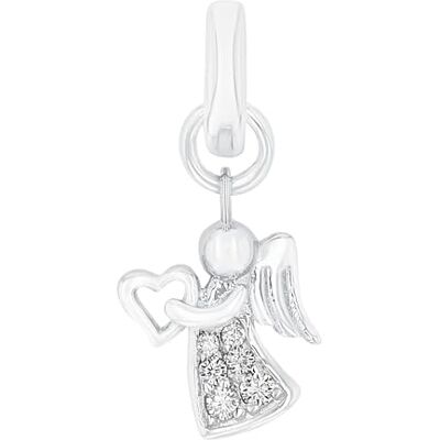 Amor Charm 925 Sterling Silber Damen Charms, mit Zirkonia synth., 2 cm, Weiß, Engel, Kommt in Schmuck Geschenk Box, 2038517 Amor Charm 925 Sterling Silber Damen Charms, mit Zirkonia synth., 2 cm, Weiß, Engel, Kommt in Schmuck Geschenk Box, 2038517