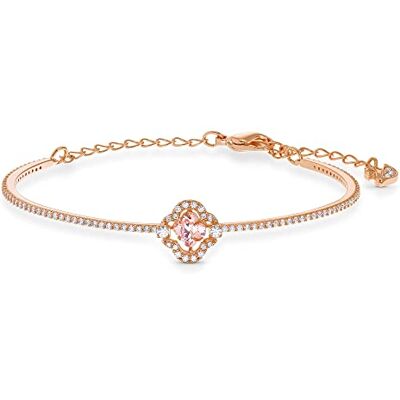 Swarovski Una Armreif, Glücksklee, Rosa, Roségold-Legierungsschicht Swarovski Una Armreif, Glücksklee, Rosa, Roségold-Legierungsschicht