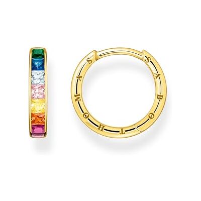THOMAS SABO Creolen bunte Steine Pavé gold 925 Sterlingsilber, 750 Gelbgold Vergoldung THOMAS SABO Creolen bunte Steine Pavé gold 925 Sterlingsilber, 750 Gelbgold Vergoldung