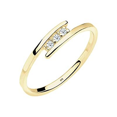 DIAMORE Elli DIAMONDS Ring Women Engagement Ring Trio with Diamond (0.04 ct.) in 375 Yellow Gold DIAMORE Elli DIAMONDS Ring Women Engagement Ring Trio with Diamond (0.04 ct.) in 375 Yellow Gold