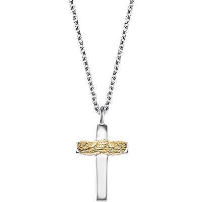 Engelsrufer Damen Halskette aus Sterling Silber und Kreuz mit Flügelchen Anhänger Bicolor in Silber und Gold in drei Längen verstellbar Länge: 44cm Engelsrufer Damen Halskette aus Sterling Silber und Kreuz mit Flügelchen Anhänger Bicolor in Silber und Gold in drei Längen verstellbar Länge: 44cm