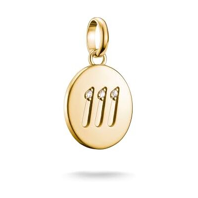 THOMAS SABO Charm-Anhänger Engelzahl 111 mit Steinen Connect vergoldet 18k Vergoldung, Recyceltes 925 Silber THOMAS SABO Charm-Anhänger Engelzahl 111 mit Steinen Connect vergoldet 18k Vergoldung, Recyceltes 925 Silber