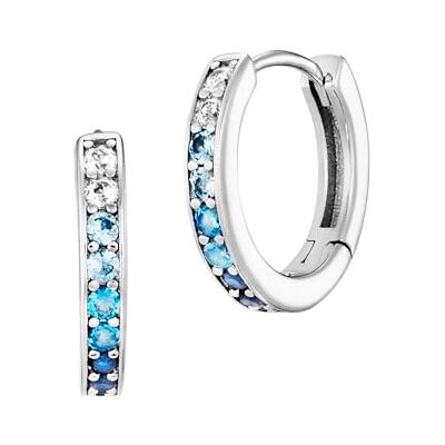 Engelsrufer Damen Ocean Creolen aus Sterling Silber besetzt mit 20 weißen bis blauen Zirkonia Steinen Clipverschluss nickelfrei Engelsrufer Damen Ocean Creolen aus Sterling Silber besetzt mit 20 weißen bis blauen Zirkonia Steinen Clipverschluss nickelfrei