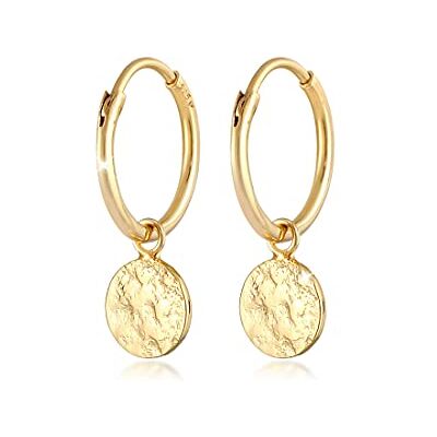 Elli Ohrringe Damen Creolen Plättchen Coin Anhänger Organic in 925 Sterling Silber Elli Ohrringe Damen Creolen Plättchen Coin Anhänger Organic in 925 Sterling Silber