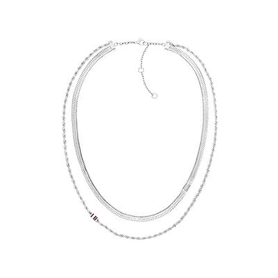 Tommy Hilfiger Jewelry Doppelte Ketten-Halskette für Damen aus Edelstahl 2780979 Tommy Hilfiger Jewelry Doppelte Ketten-Halskette für Damen aus Edelstahl 2780979