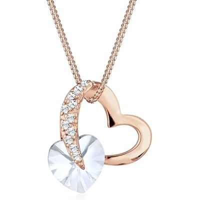 Elli Halskette Silber 925 Rosé 18K Vergoldet Herz Cut-Out Anhänger Damen Kette Kristall, Schmuck Geschenke für Frauen Mädchen Mama Freundin, Silberkette Länge 45cm Elli Halskette Silber 925 Rosé 18K Vergoldet Herz Cut-Out Anhänger Damen Kette Kristall, Schmuck Geschenke für Frauen Mädchen Mama Freundin, Silberkette Länge 45cm