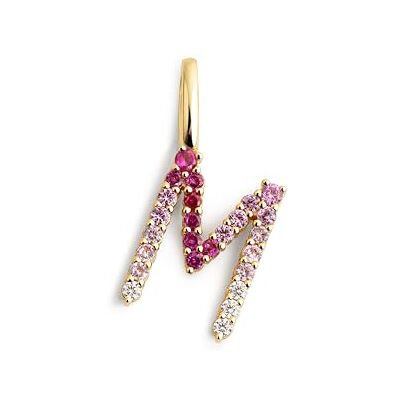 SINGULARU Letter Spark Sakura Charm. Sterlingsilber mit 18 Kt Vergoldeter Beschichtung und Zirkonia. Schmuck für Damen. Buchstabe M. SINGULARU Letter Spark Sakura Charm. Sterlingsilber mit 18 Kt Vergoldeter Beschichtung und Zirkonia. Schmuck für Damen. Buchstabe M.