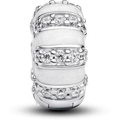 PANDORA Moments Steine & Emaille Clip-Charm aus Sterling Silber mit Zirkonia, Kompatibel Moments Armbändern,793785C01 PANDORA Moments Steine & Emaille Clip-Charm aus Sterling Silber mit Zirkonia, Kompatibel Moments Armbändern,793785C01