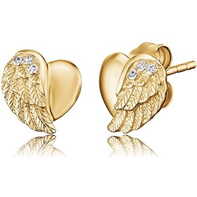 Engelsrufer Damen Ohrringe Ohrstecker Herzflügel aus vergoldetem Sterling Silber, Steckverschluss, besetzt mit 6 weißen Zirkonia Steinen, nickelfrei, 9mm, ERE-LILHEARTWING-STG Engelsrufer Damen Ohrringe Ohrstecker Herzflügel aus vergoldetem Sterling Silber, Steckverschluss, besetzt mit 6 weißen Zirkonia Steinen, nickelfrei, 9mm, ERE-LILHEARTWING-STG