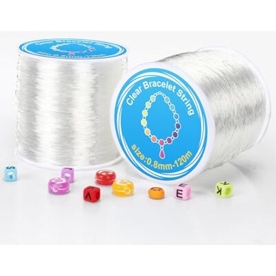 Alyvisun Nylonschnur für Armbänder, 2 Rollen 0.8mm Elastisches Gummiband für Armbänder, Faden für Armbänder Geeignet für DIY Schmuck Herstellung, Halskette, Armband, Handwerk (120m/Spool) Alyvisun Nylonschnur für Armbänder, 2 Rollen 0.8mm Elastisches Gummiband für Armbänder, Faden für Armbänder Geeignet für DIY Schmuck Herstellung, Halskette, Armband, Handwerk (120m/Spool)