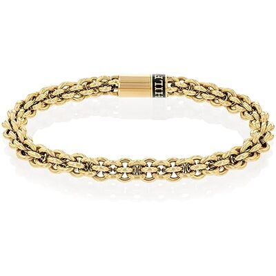 Tommy Hilfiger Schmuck für Herren: 23K Vergoldetes Kettenarmband und Silberfarbene Edelstahlkette Tommy Hilfiger Schmuck für Herren: 23K Vergoldetes Kettenarmband und Silberfarbene Edelstahlkette