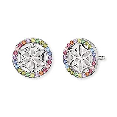 Engelsrufer Damen Ohrstecker Lebensblume aus Sterling Silber, multicolor Zirkonia Steine, Steckverschluss, nickelfrei Engelsrufer Damen Ohrstecker Lebensblume aus Sterling Silber, multicolor Zirkonia Steine, Steckverschluss, nickelfrei