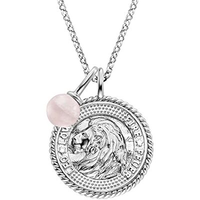 Engelsrufer Damen Halskette aus Sterling Silber und Sternzeichen Löwe Anhänger besetzt mit 4 Zirkonia Steinen und einem Rosenquarz Stein Anhänger Länge: 50cm Engelsrufer Damen Halskette aus Sterling Silber und Sternzeichen Löwe Anhänger besetzt mit 4 Zirkonia Steinen und einem Rosenquarz Stein Anhänger Länge: 50cm