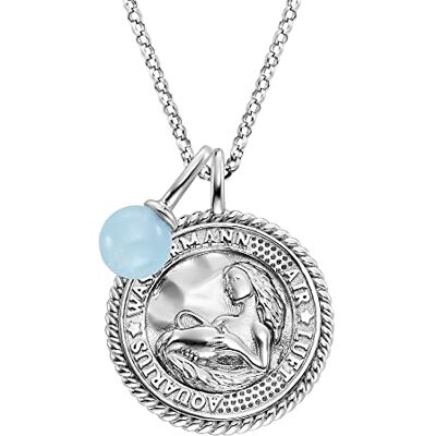 Engelsrufer Damen Halskette aus Sterling Silber und Sternzeichen Wassermann Anhänger besetzt mit 5 Zirkonia Steinen und einem blauen Achat Stein Anhänger Länge: 50cm Engelsrufer Damen Halskette aus Sterling Silber und Sternzeichen Wassermann Anhänger besetzt mit 5 Zirkonia Steinen und einem blauen Achat Stein Anhänger Länge: 50cm