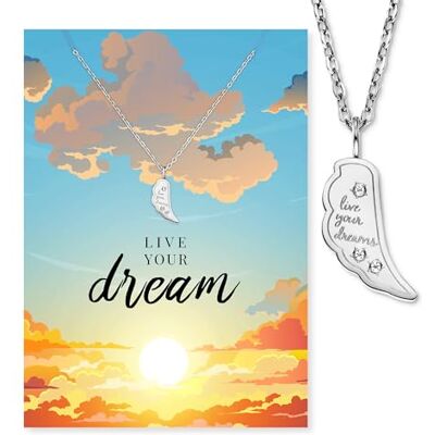 Engelsrufer Grußkarte Live Your Dream mit Halskette Edelstahl Silber – Ermutigendes Geschenk – Motivierende Botschaft & Schmuckstück Engelsrufer Grußkarte Live Your Dream mit Halskette Edelstahl Silber – Ermutigendes Geschenk – Motivierende Botschaft & Schmuckstück
