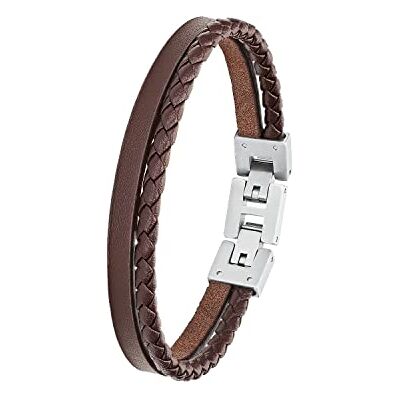 s.Oliver Armband Edelstahl/Leder für Herren, Armschmuck, Kommt in Schmuck Geschenk Box s.Oliver Armband Edelstahl/Leder für Herren, Armschmuck, Kommt in Schmuck Geschenk Box