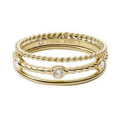 Fossil Ring Für Frauen Vintage Iconic, Höhe: 7,4mm Gold-Edelstahl-Ring, JF03801710 Fossil Ring Für Frauen Vintage Iconic, Höhe: 7,4mm Gold-Edelstahl-Ring, JF03801710