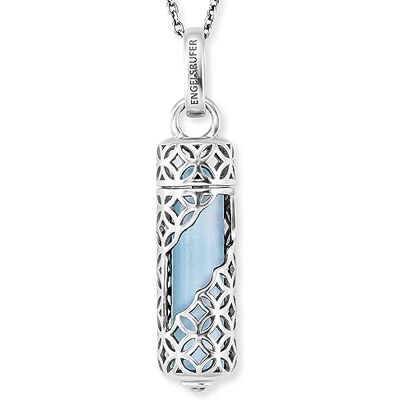 Engelsrufer Damen Halskette aus Sterling Silber mit austauschbarem Kraftstein Anhänger Blauer Achat Größe M Karabinerverschluss in drei Längen verstellbar nickelfrei Engelsrufer Damen Halskette aus Sterling Silber mit austauschbarem Kraftstein Anhänger Blauer Achat Größe M Karabinerverschluss in drei Längen verstellbar nickelfrei