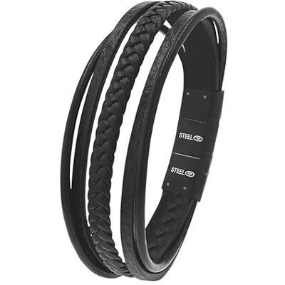 TOM TAILOR Armband für Herren, Edelstahl und Leder, 20+1,5 cm, schwarz, Geschenkidee, Armschmuck, Herrenschmuck, 2100693 TOM TAILOR Armband für Herren, Edelstahl und Leder, 20+1,5 cm, schwarz, Geschenkidee, Armschmuck, Herrenschmuck, 2100693