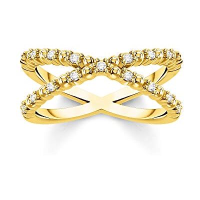 THOMAS SABO Ring Kugeln mit weißen Steinen gold vergoldetes Silber TR2318-414-14-56 THOMAS SABO Ring Kugeln mit weißen Steinen gold vergoldetes Silber TR2318-414-14-56