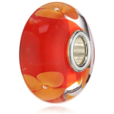 Trollbeads Damen-Bead Pfirsich Blume Glas 925 Sterling Silber TGLBE-10139 Trollbeads Damen-Bead Pfirsich Blume Glas 925 Sterling Silber TGLBE-10139