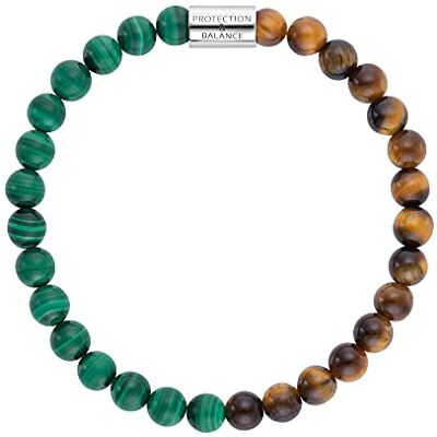 Engelsrufer Damen Stretch-Armband aus Sterling Silber mit 28 echten Edelstein Perlen Malachit und Tigerauge Protection & Balance Gravur nickelfrei Engelsrufer Damen Stretch-Armband aus Sterling Silber mit 28 echten Edelstein Perlen Malachit und Tigerauge Protection & Balance Gravur nickelfrei