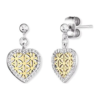 Engelsrufer Ohrringe Lebensblume in Herzform aus Sterlingsilber mit Zirkonia in Bicolor, Durchmesser: 11,3mm, ERE-HEARTLIFL-ZI-BIG Engelsrufer Ohrringe Lebensblume in Herzform aus Sterlingsilber mit Zirkonia in Bicolor, Durchmesser: 11,3mm, ERE-HEARTLIFL-ZI-BIG