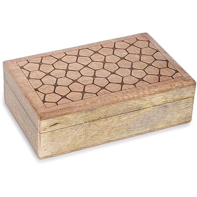 Ajuny Handcrafted Dekorative hölzerne Schmuckkästchen Stone Design Mehrzweck-Schatztruhe Schmuck Storage Organizer Trinket Andenken Ohrringe, Halsketten Uhrenboxen, ideal für Geschenke 8x5 Zoll Ajuny Handcrafted Dekorative hölzerne Schmuckkästchen Stone Design Mehrzweck-Schatztruhe Schmuck Storage Organizer Trinket Andenken Ohrringe, Halsketten Uhrenboxen, ideal für Geschenke 8x5 Zoll