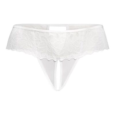 Teyli Damen Ouvert Tanga Tanga mit Loch Höschen mit Offenem Schritt Slips im Schritt Offen Unterwäsche mit Spitze Blumenmotiv Weiß S/M Teyli Damen Ouvert Tanga Tanga mit Loch Höschen mit Offenem Schritt Slips im Schritt Offen Unterwäsche mit Spitze Blumenmotiv Weiß S/M