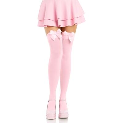 LEG AVENUE 6255 Blickdichte Nylon Overknee Mit Satin Schleife, Einheitsgröße (EUR 36-40), light pink, Damen Karneval Kostüm Fasching LEG AVENUE 6255 Blickdichte Nylon Overknee Mit Satin Schleife, Einheitsgröße (EUR 36-40), light pink, Damen Karneval Kostüm Fasching