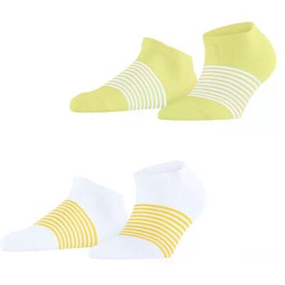 ESPRIT Damen Sneakersocken Summer Stripe 2-Pack W Sn Baumwolle kurz gemustert 2 Paar, Mehrfarbig White Yellow Mix 0030, 35-38 ESPRIT Damen Sneakersocken Summer Stripe 2-Pack W Sn Baumwolle kurz gemustert 2 Paar, Mehrfarbig White Yellow Mix 0030, 35-38