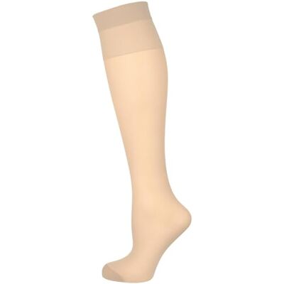 Nur Die Knie 30 DEN semi-blickdichte transparente Nylon Socken matte Optik mit Komfortbund Kniestrümpfe Damen, sahara, one size Nur Die Knie 30 DEN semi-blickdichte transparente Nylon Socken matte Optik mit Komfortbund Kniestrümpfe Damen, sahara, one size