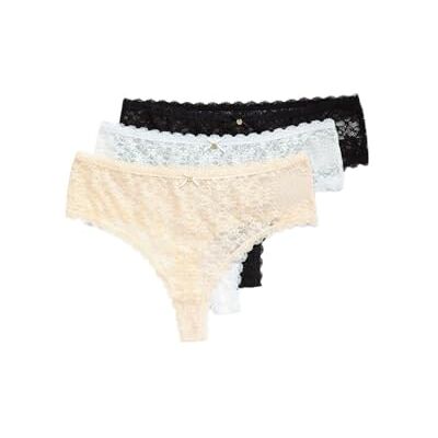 Ulla Popken Damen große Größen Übergrößen Plus Size TruYou Strings, 3er-Pack, transparente Spitze Ulla Popken Damen große Größen Übergrößen Plus Size TruYou Strings, 3er-Pack, transparente Spitze