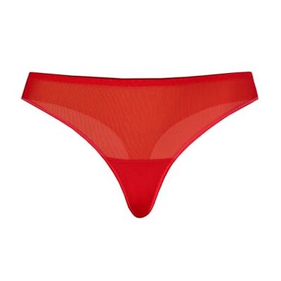 Teyli Damen String Slip – Bequeme Damenunterwäsche aus Mesh – String für Glatte Silhouette unter Kleidung Strings & Tangas für Damen aus Transparentem Mesh Red M Teyli Damen String Slip – Bequeme Damenunterwäsche aus Mesh – String für Glatte Silhouette unter Kleidung Strings & Tangas für Damen aus Transparentem Mesh Red M