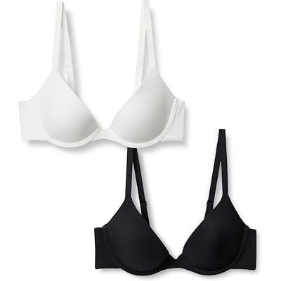 Amazon Essentials Damen Bügel-BH Mit Rundhalsauschnitt Und Mikrofaserfutter, 2er-Pack, Schwarz/Weiß, 70B Amazon Essentials Damen Bügel-BH Mit Rundhalsauschnitt Und Mikrofaserfutter, 2er-Pack, Schwarz/Weiß, 70B
