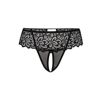 Teyli Damen Ouvert Tanga Tanga mit Loch Höschen mit Offenem Schritt Slips im Schritt Offen Unterwäsche mit Spitze Blumenmotiv Schwarz S/M Teyli Damen Ouvert Tanga Tanga mit Loch Höschen mit Offenem Schritt Slips im Schritt Offen Unterwäsche mit Spitze Blumenmotiv Schwarz S/M