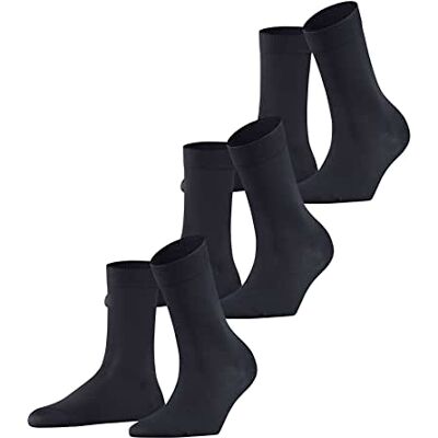 FALKE Damen Socken Cotton Touch Multipack W So Baumwolle einfarbig 3 Paar, Blau Dark Navy 6370, 35-38 FALKE Damen Socken Cotton Touch Multipack W So Baumwolle einfarbig 3 Paar, Blau Dark Navy 6370, 35-38
