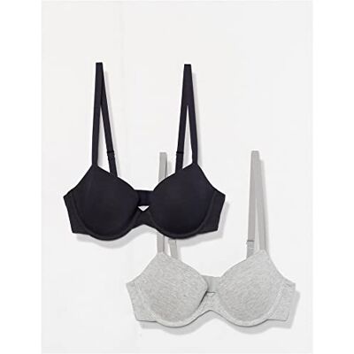 Amazon Essentials Damen Halbschalen-BH aus Baumwolle, 2er-Pack, Grau Meliert/Marineblau, 70A Amazon Essentials Damen Halbschalen-BH aus Baumwolle, 2er-Pack, Grau Meliert/Marineblau, 70A