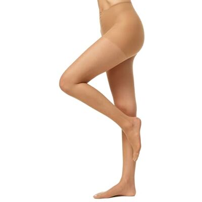 Nur Die Wie eine zweite Haut Ohne Bund Strumpfhose 20 DEN transparente Fein-Strumpfhose ohne Bund seidig matte Optik Damen, mandel, M Nur Die Wie eine zweite Haut Ohne Bund Strumpfhose 20 DEN transparente Fein-Strumpfhose ohne Bund seidig matte Optik Damen, mandel, M