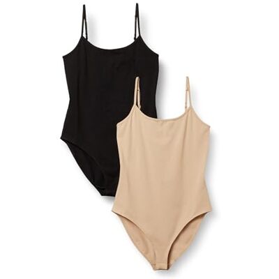 Amazon Essentials Damen Cami-Body mit schmaler Passform, 2er-Pack, Helles Kamelbraun/Schwarz, XXL Amazon Essentials Damen Cami-Body mit schmaler Passform, 2er-Pack, Helles Kamelbraun/Schwarz, XXL