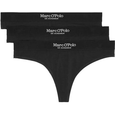Marc O' Polo Damen Essentials 3-Pack String Thong Panties, Schwarz, L EU Marc O' Polo Damen Essentials 3-Pack String Thong Panties, Schwarz, L EU