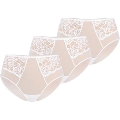 Teyli Slip Damen 3er Pack aus Transparentem Mesh mit Spitze Bikinis & Taillenslips für Damen Taillenslip Damen mit Baumwollfutter Weiß 3XL Teyli Slip Damen 3er Pack aus Transparentem Mesh mit Spitze Bikinis & Taillenslips für Damen Taillenslip Damen mit Baumwollfutter Weiß 3XL