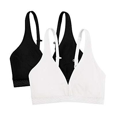 Fruit of the Loom Damen Bustier aus Baumwolle Ohne Bügel BH, Undurchsichtige, Schwarz/Sand, 85A (2er Pack) Fruit of the Loom Damen Bustier aus Baumwolle Ohne Bügel BH, Undurchsichtige, Schwarz/Sand, 85A (2er Pack)