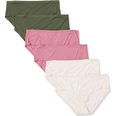 Amazon Essentials Damen Unterwäsche mit mittelhohem Bund (in Übergröße erhältlich), 6er-Pack, Blau/Dunkles Khakigrün/Mauve, 3XL Große Größen Amazon Essentials Damen Unterwäsche mit mittelhohem Bund (in Übergröße erhältlich), 6er-Pack, Blau/Dunkles Khakigrün/Mauve, 3XL Große Größen