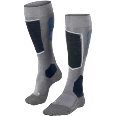 FALKE Damen Skisocken SK6 Pro W Kh Wolle Lyocell Funktionsmaterial warm dünn 1 Paar, Grau Mid Grey Melange 3539, 39-40 FALKE Damen Skisocken SK6 Pro W Kh Wolle Lyocell Funktionsmaterial warm dünn 1 Paar, Grau Mid Grey Melange 3539, 39-40