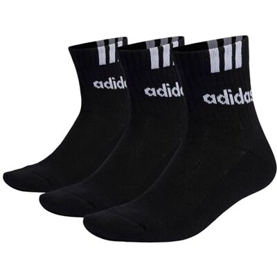 Adidas Unisex 3-Stripes Linear Half-Crew Cushioned Socks 3 Pairs, black/white, 37-40 Adidas Unisex 3-Stripes Linear Half-Crew Cushioned Socks 3 Pairs, black/white, 37-40